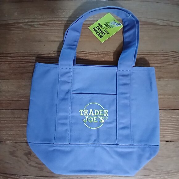 NWT Trader Joe's Halloween Trick-or-Treat Canvas Mini Tote Purple - Picture 1 of 2